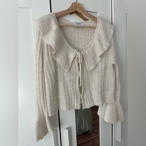 Old Navy Cream Ruffle-Trim Tie-Front Knit Cardigan